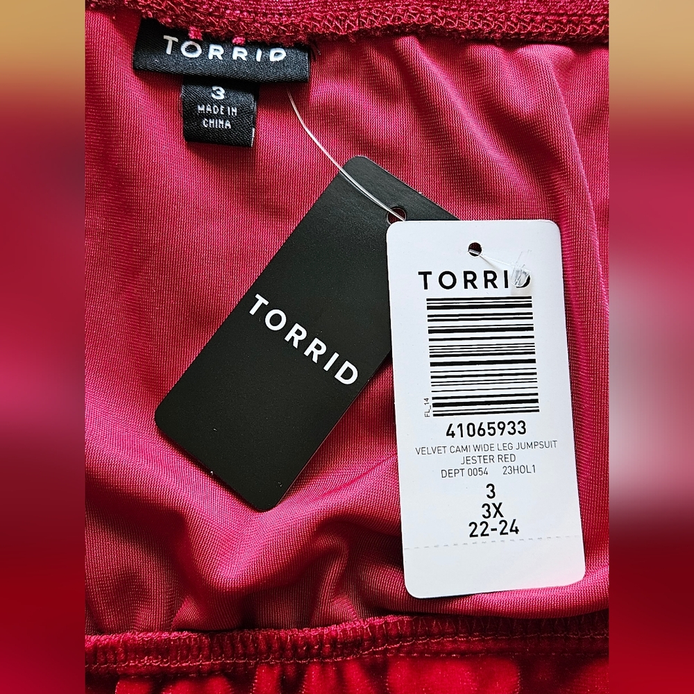 Torrid Red Velvet Cami Wide Leg Jumpsuit - Picture 4 of 4